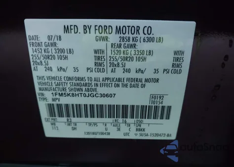 2018 Ford Explorer Platinum из США, поврежденный, VIN 1FM5K8HT0JGC30607